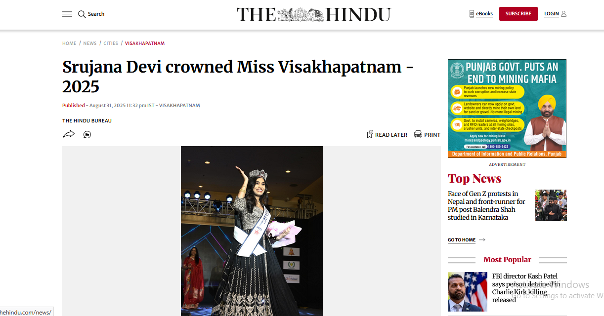 Srujana Devi crowned Miss Visakhapatnam - 2025 